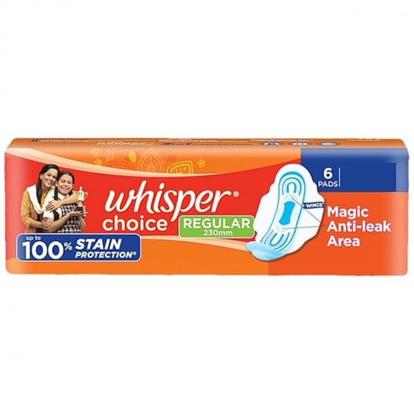 Whisper Choice Regular 230mm Sanitary Pad / হুইস্পার চয়েস রেগুলার ২৩০ মিমি স্যানিটারি প্যাড