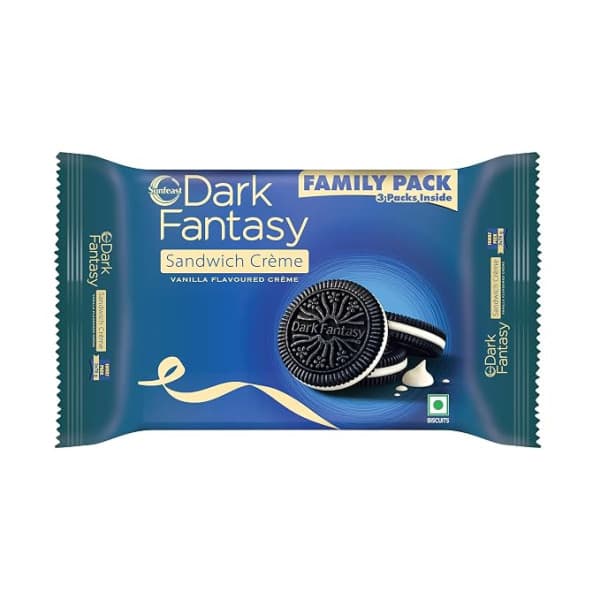 Sunfeast Dark Fantasy Sandwich Creme Vanilla Flavoured / সানফিস্ট ডার্ক ফ্যান্টাসি স্যান্ডউইচ ক্রিম ভ্যানিলা ফ্লেভারড