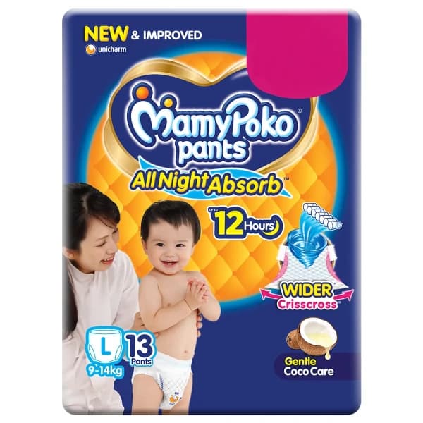 MamyPoko All Night Absorb Diaper Pants (L) / ম্যামিপোকো অল নাইট অ্যাবজর্ব ডায়াপার প্যান্টস (এল)