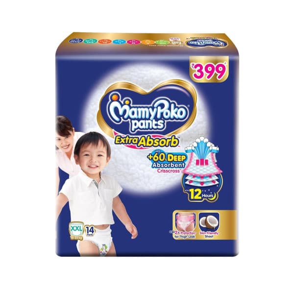 MamyPoko Pants Extra Absorb Baby Diapers, XX- Large (XXL) / ম্যামিপোকো প্যান্টস এক্সট্রা অ্যাবজর্ব বেবি ডায়াপারস, ডাবল এক্স-লার্জ (XXL)