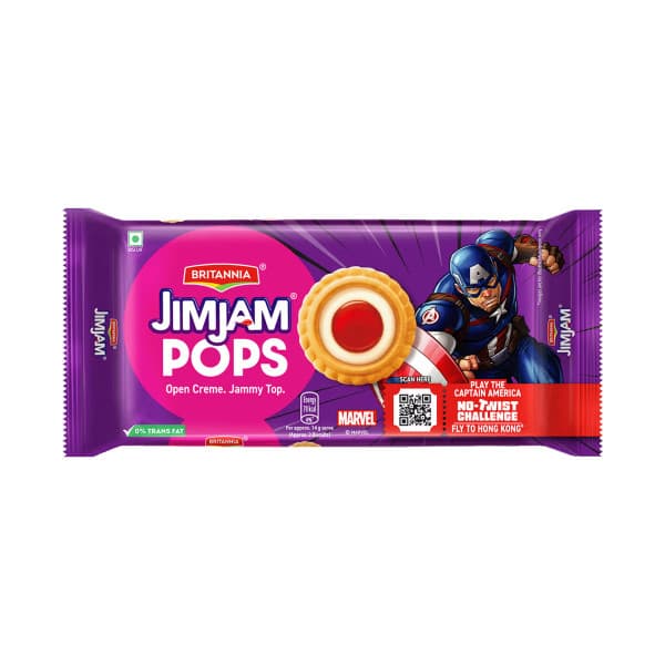 Britannia Jimjam POPS Crunchy Open Cookie with Vanilla Creme & Jammy / ব্রিটানিয়া জিম জ্যাম পপ্‌স ক্রাঞ্চি ওপেন কুকি ভ্যানিলা ক্রিম ও জ্যামি সহ