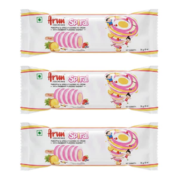 Arun Spiral Bar Strawberry, Vanilla & Pineapple / অরুণ স্পাইরাল বার স্ট্রবেরি, ভ্যানিলা এবং আনারস