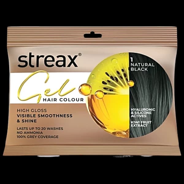 Streax Gel Hair Colour 1 Natural Black / স্ট্রেক্স জেল হেয়ার কালার 1 প্রাকৃতিক কালো