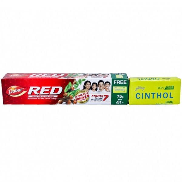 Dabur Red Toothpaste (Free Godrej Cinthol Lime Refrehing Deo Soap 75g) / ডাবর রেড টুথপেস্ট (ফ্রি গোদরেজ সিন্থোল লাইম রিফ্রেহিং ডিও সোপ 75 গ্রাম)