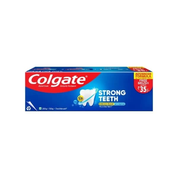 Colgate Strong Teeth 300gm Toothpaste With Toothbrush / টুথব্রাশসহ কোলগেট স্ট্রং টিথ ৩০০ গ্রাম টুথপেস্ট টুথব্রাশ সহ